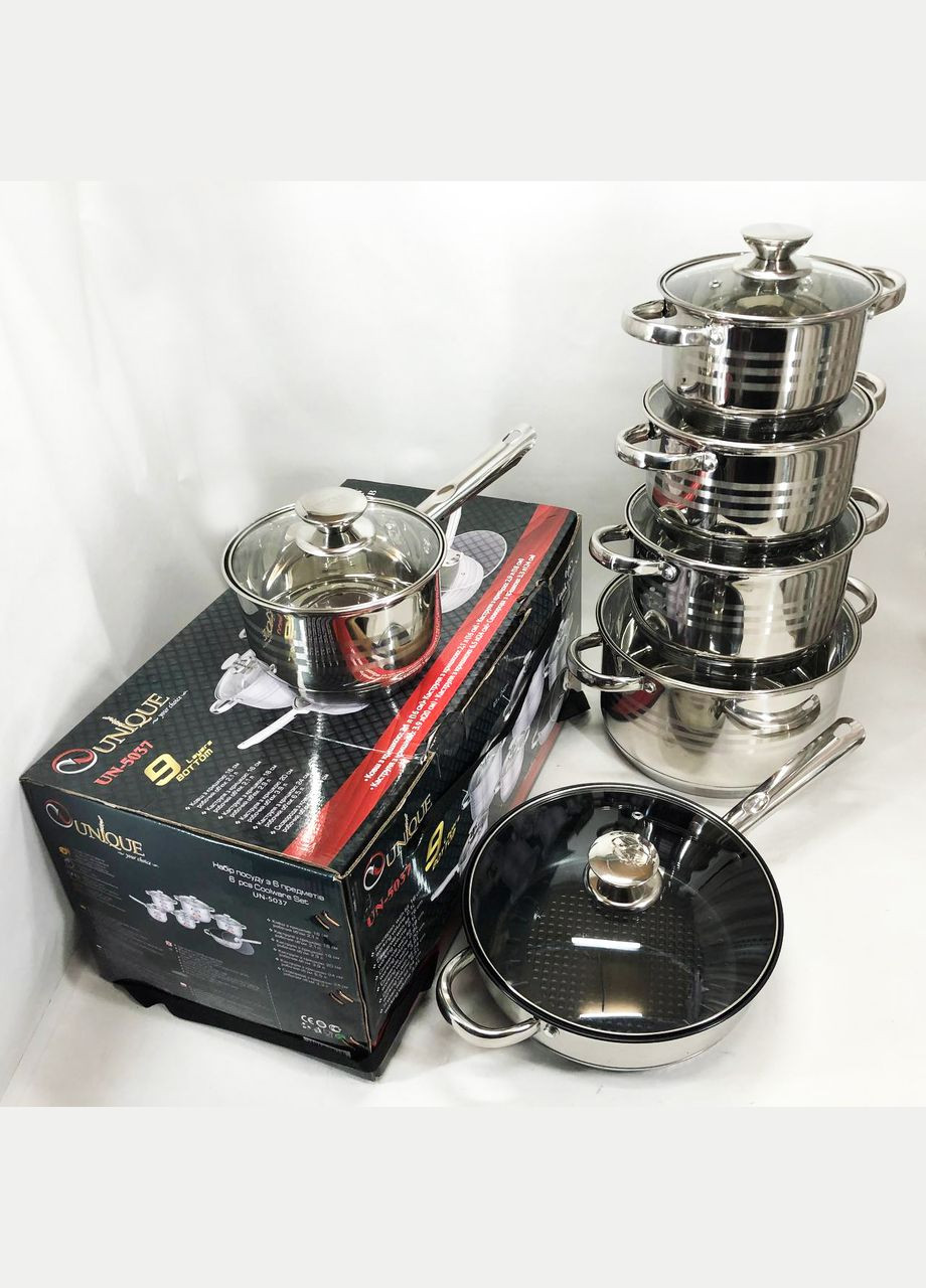 Набор посуды UN-5037 12 предметов (16; 16; 18; 20; 24; сковорода 24 см) Unique (364664754)