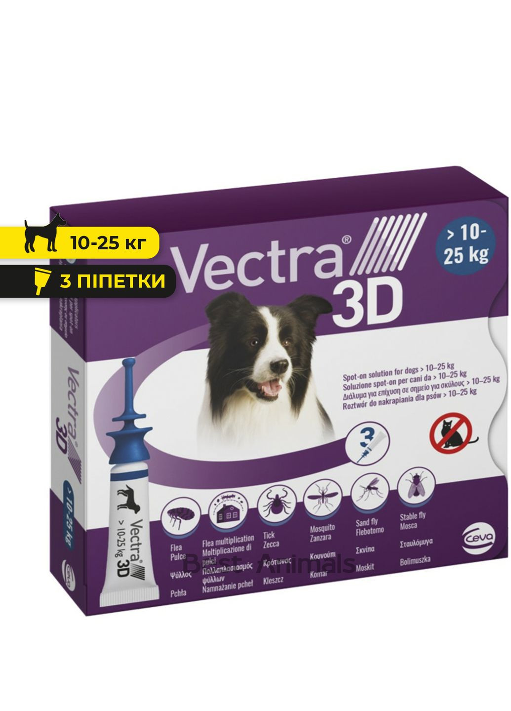 Противоразитарные капли Vectra 3D Сева Вектра 3Д для собак весом 10-25 кг 3 пипетки (3411112281510) Ceva (354701262)
