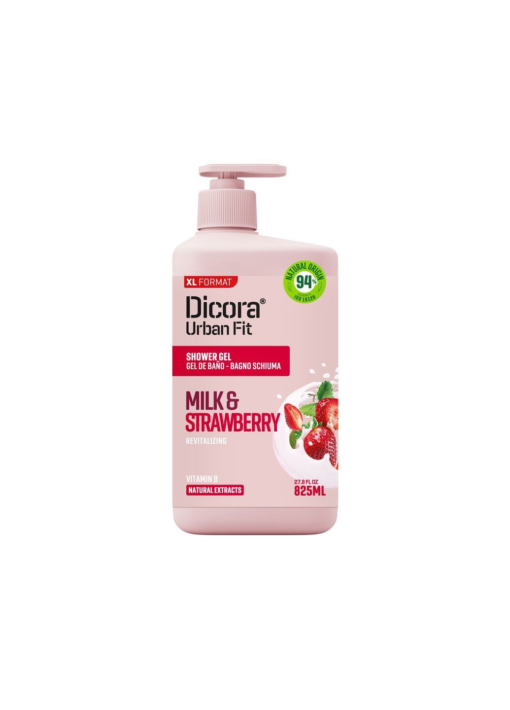 Гель для душу Живильний з вітаміном В Полуниця та молоко 825 мл Dicora Urban Fit (335371616)