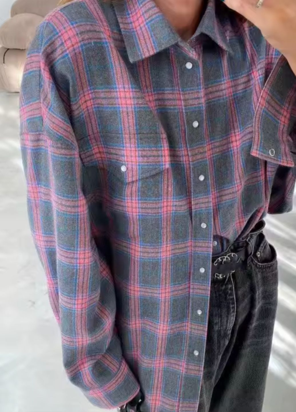 Серо-красная рубашка G&N с длинным рукавом