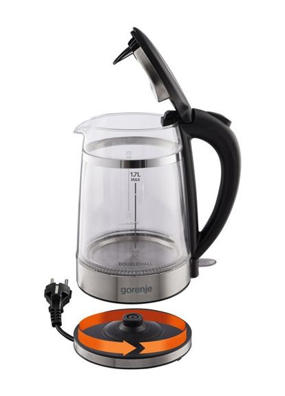 Електрочайник K17GDW 1.7 л чорний Gorenje (337093845)