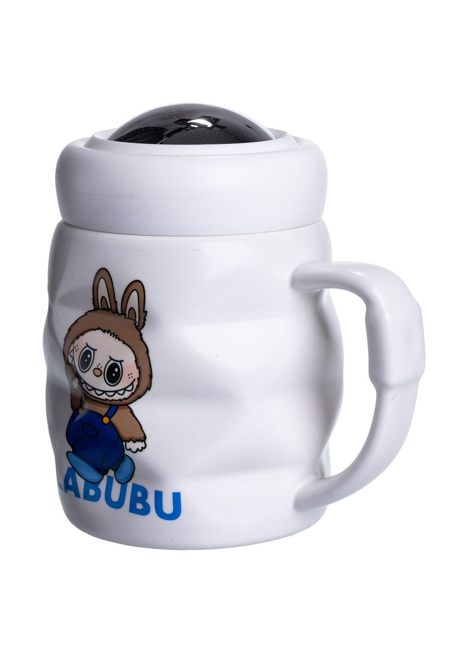 Чашка фарфоровая с крышкой Labubu 400 (мл) подарочная кружка прикольная чашка для детей на подарок с синим FM-54A Yiwu (370974024)