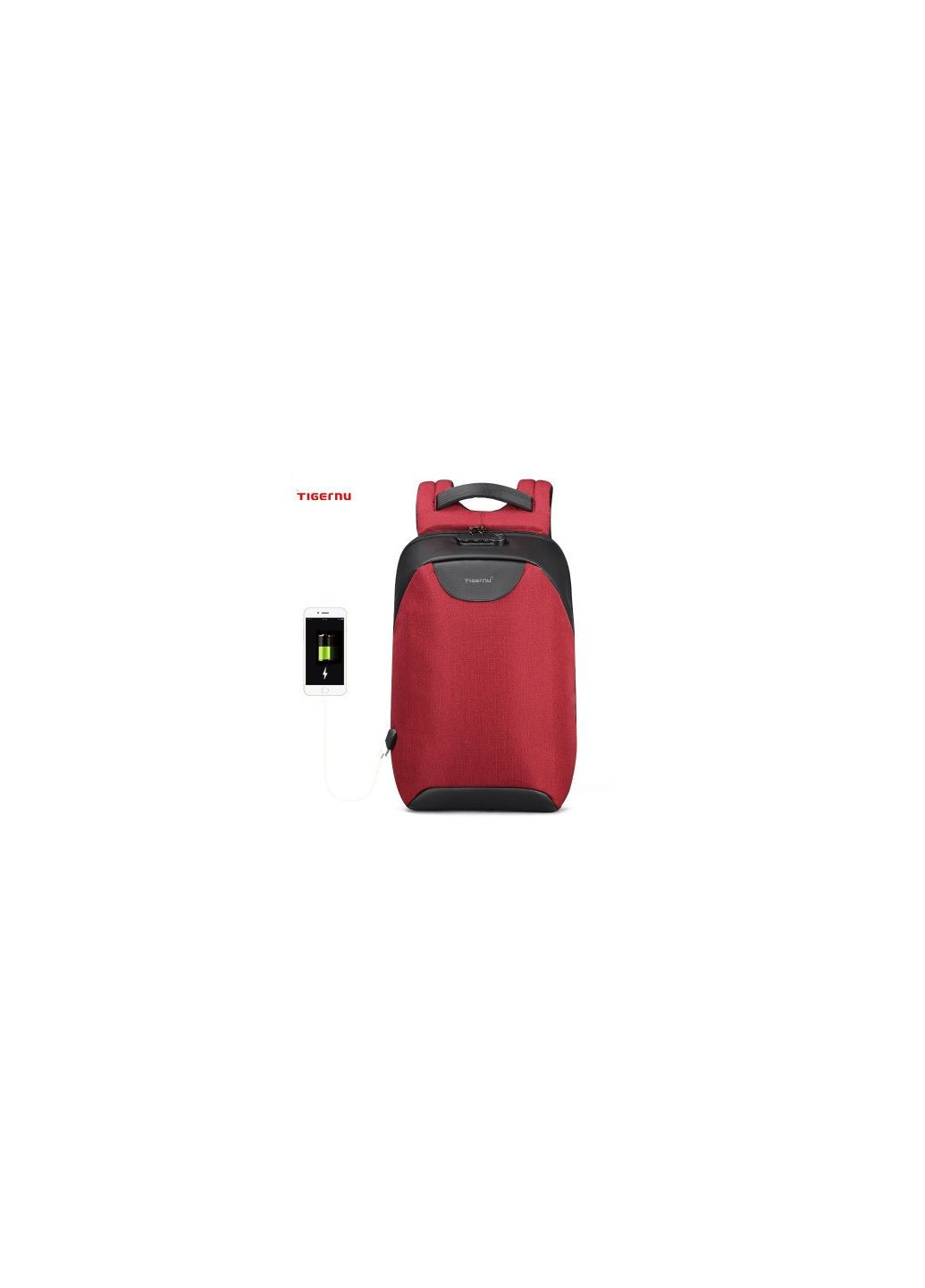 Рюкзак для ноутбуков красный со встроенным кодовым замком и USB модель ТВ3611 Tigernu (290683257)