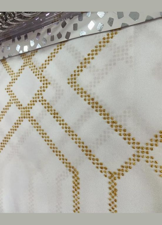 Шторка для ванної та душу 180x180 см водовідштовхувальна з принтом штора для ванної з гачками, золотисто-біла No Brand (369802899)