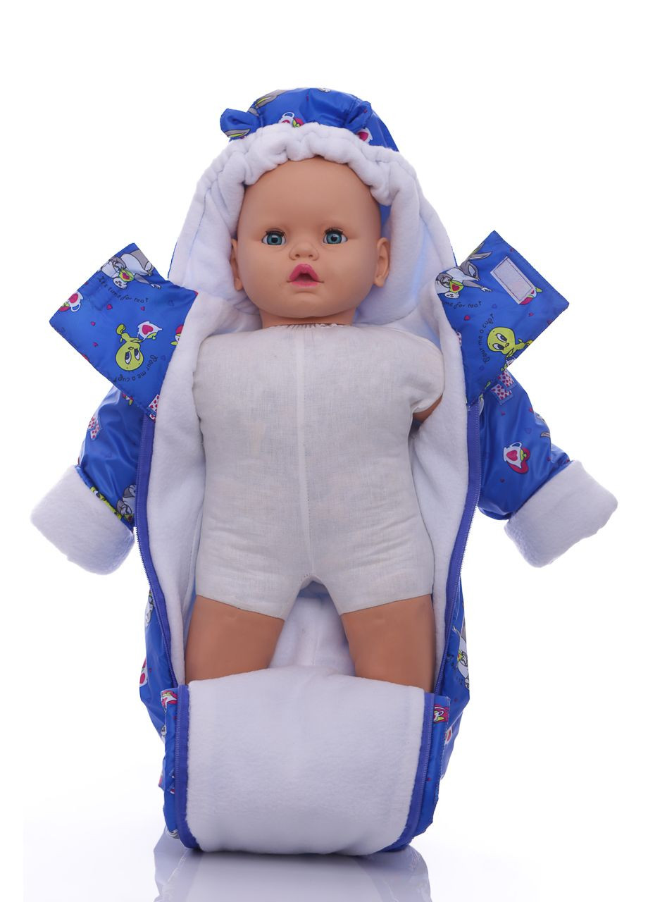 Человечек на флисе для мальчика с Зайкой электрик синий 74 см (37589) BABYKROHA (297197954)