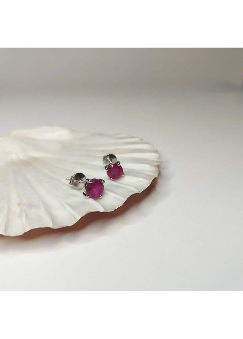 Срібні сережки з натуральним рубіном 1ct (2123354) Silver Breeze (317355341)