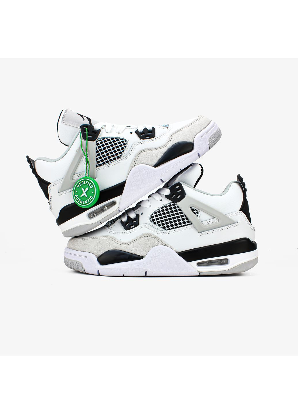 Кроссовки женские и мужские Nike Air Jordan 4 Retro white black | Найк Аір Джордан 4 Ретро белые демисезоны (369722684)