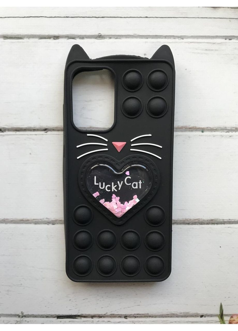 Чехол Попит Антистресс Поп-Ит Pop It для Samsung Galaxy А72 Котик с сердечком Чёрный Creative (359495686)