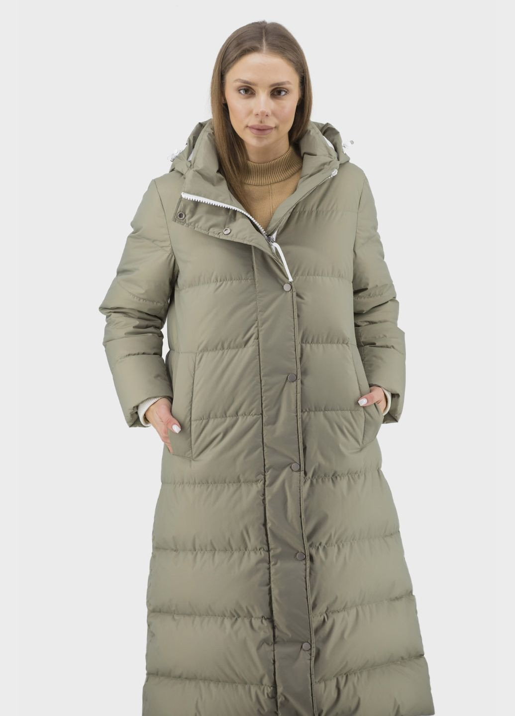 Оливковый демисезонный Пуховик Basic