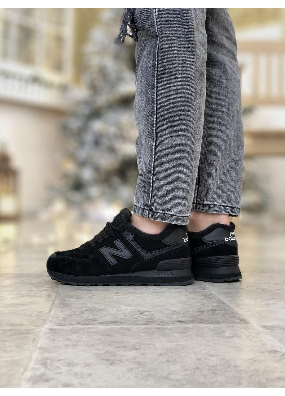 КРОССОВКИ ЖЕНСКИЕ NEW BALANCE 574 BLACK 1 НЬЮ БЕЛАНС 574 No Brand чёрные зима (369393249)