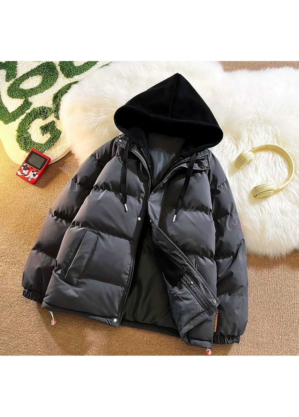 Графитовый зимний Пуховик FINO Mode