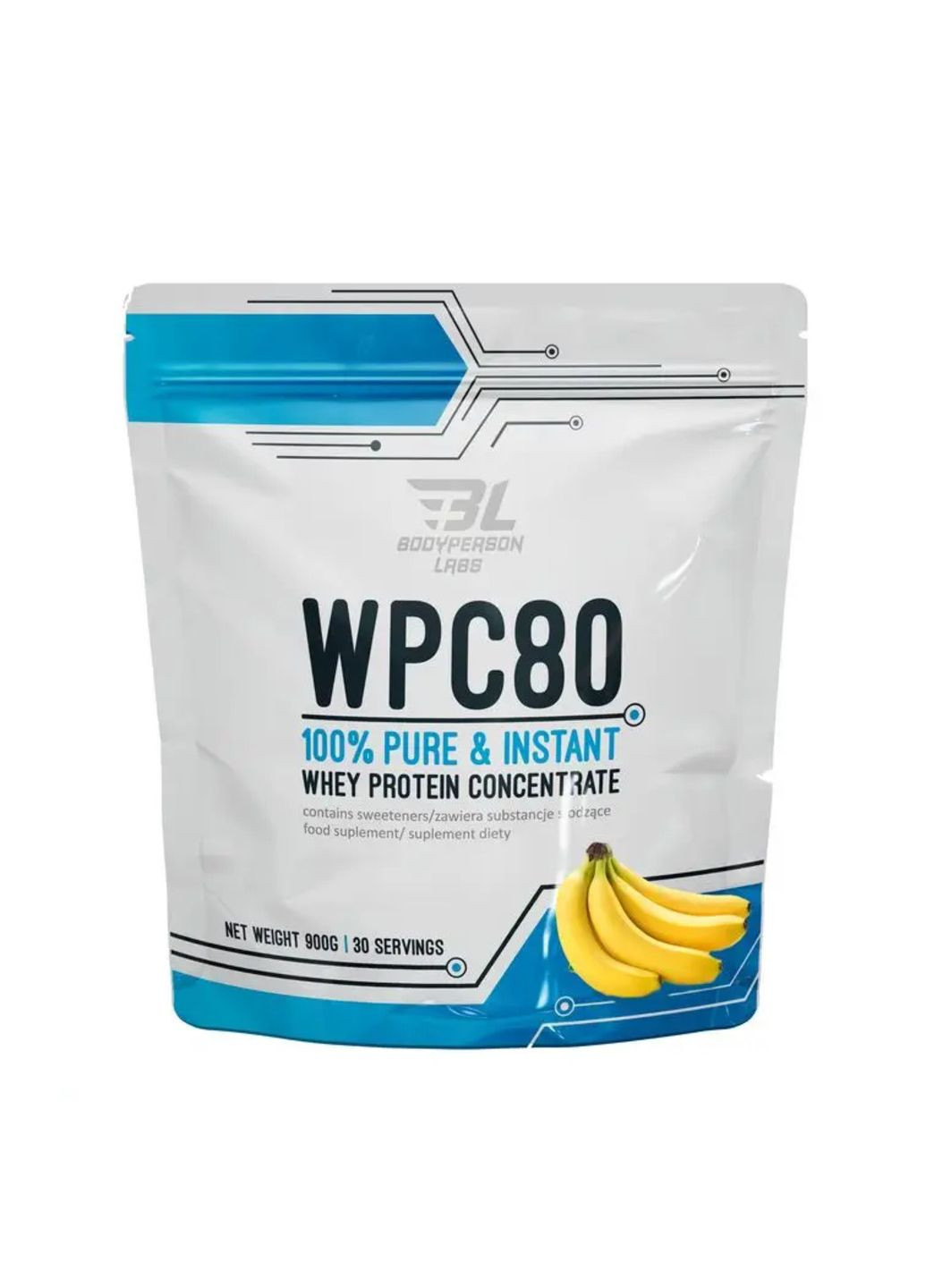 WPC80 - 900g Banana сироватковий протеїн Bodyperson Labs (285793176)