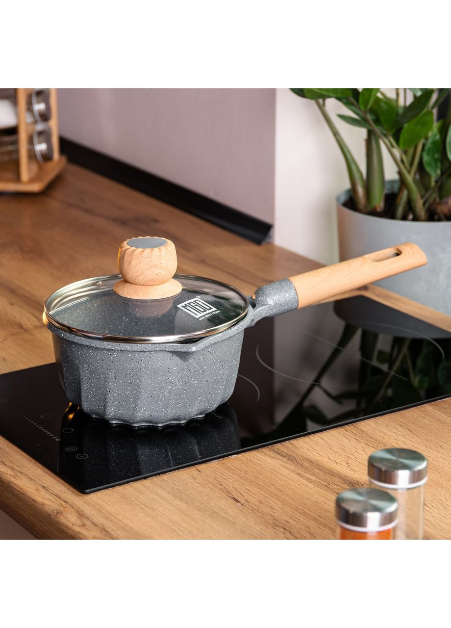 Сотейник с антипригарным покрытием 2,9 л алюминиевый с толстым дном Ø18 см Серый MGC (360455365)