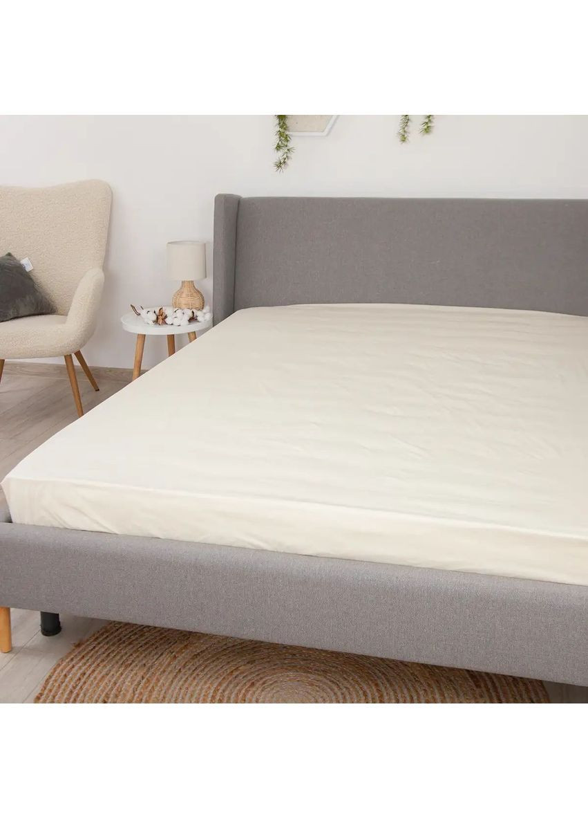 Простирадло з резинкою 160*200 см Ранфорс гіпоалергенне Молочне (21580160200) ТЕП (369153174)