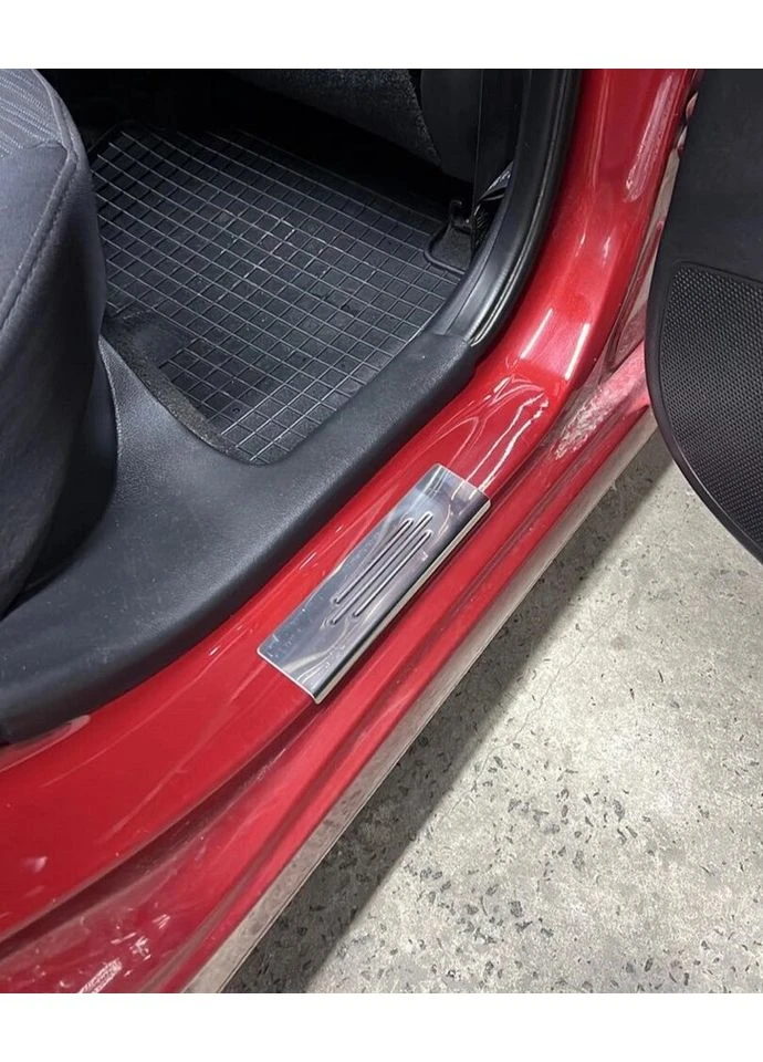 Накладки на пороги Blue V2 (4 шт, нерж) для Hyundai Accent 2011-2017 гг CARMOS (391747388)