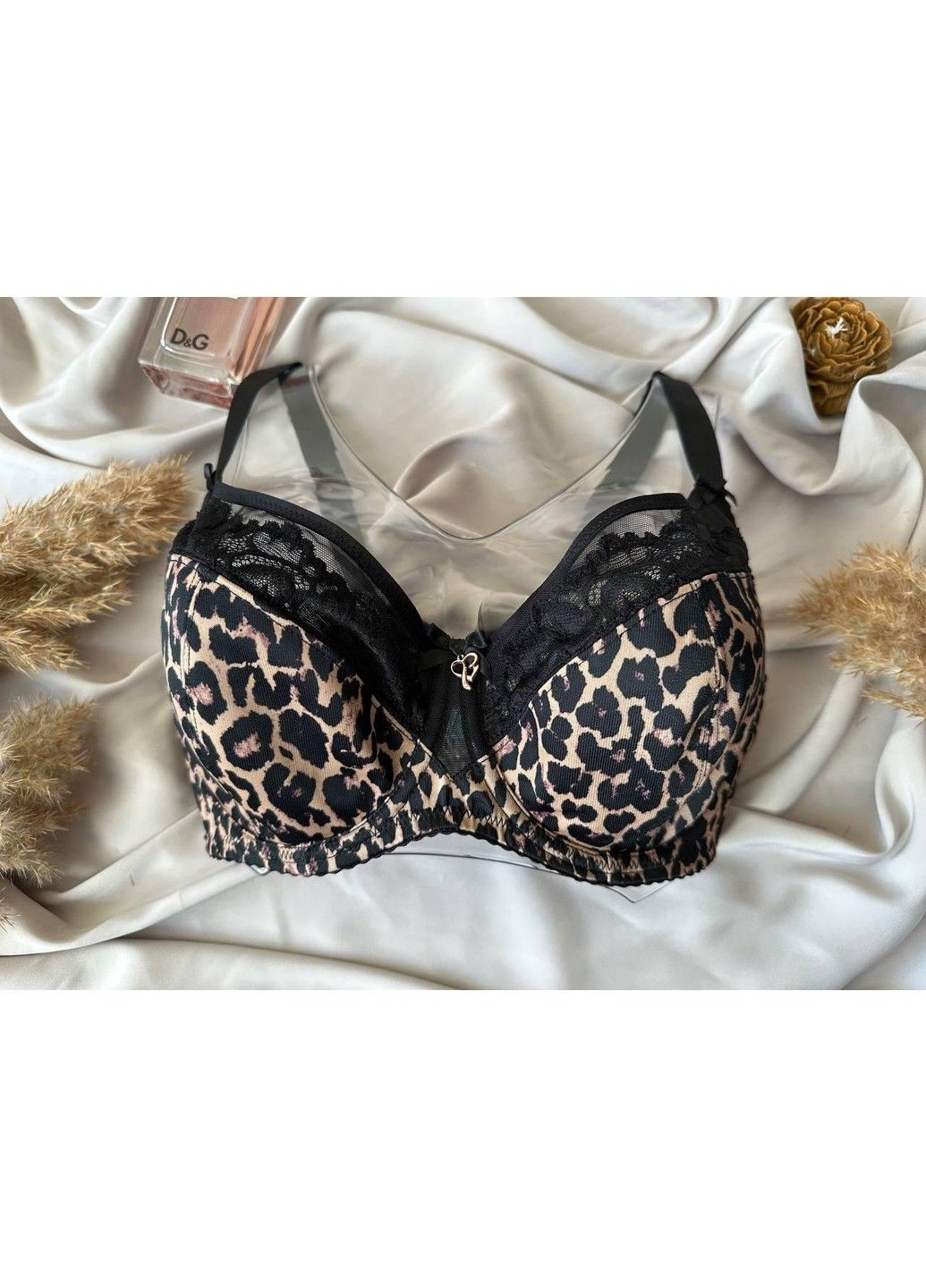 Комбинированный бюстгальтер с элементами сеточки 11533 леопардовый Lanny Mode