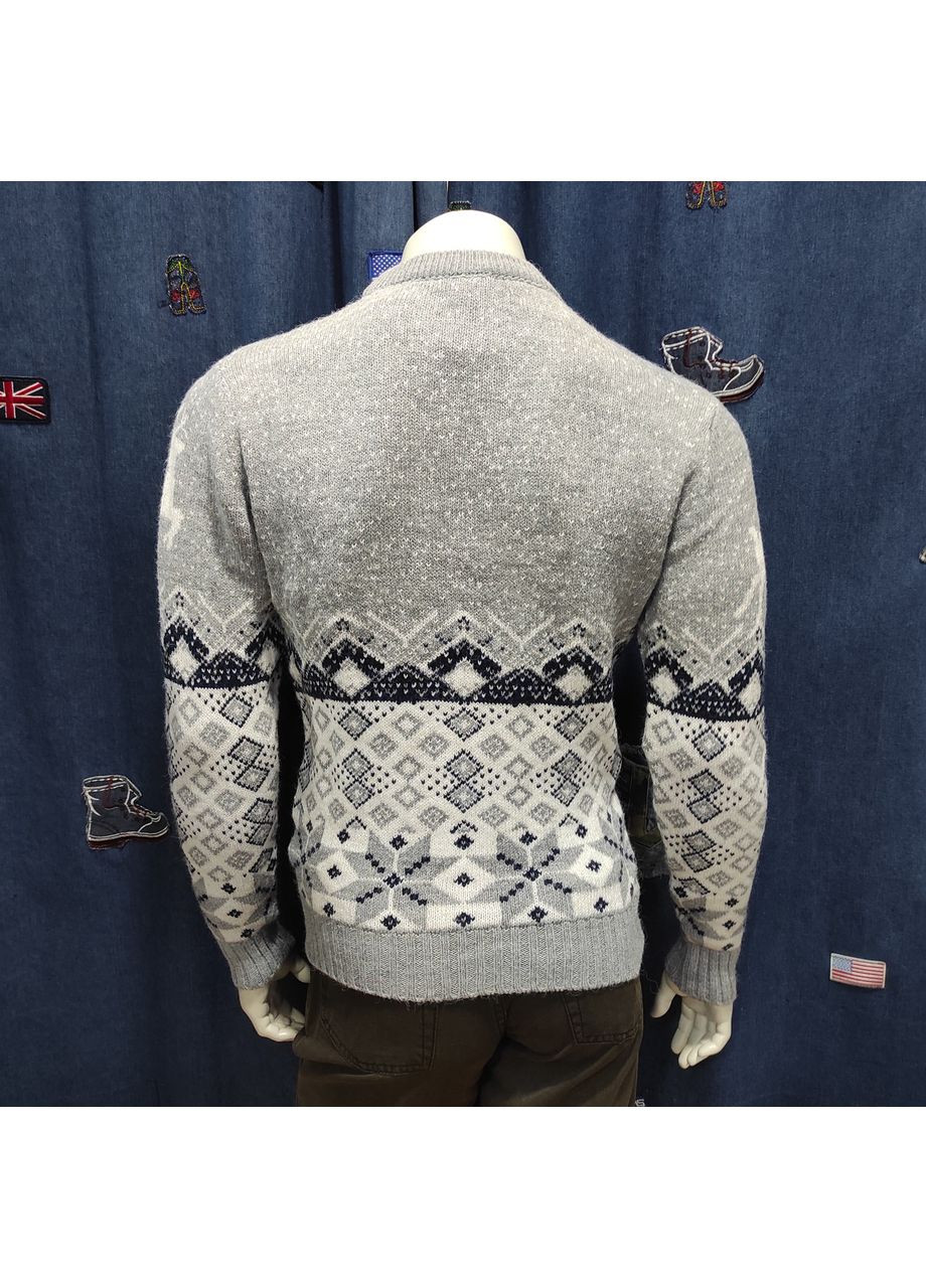 Сірий зимовий светр чоловічий теплий вовна з оленями новорічний No Brand