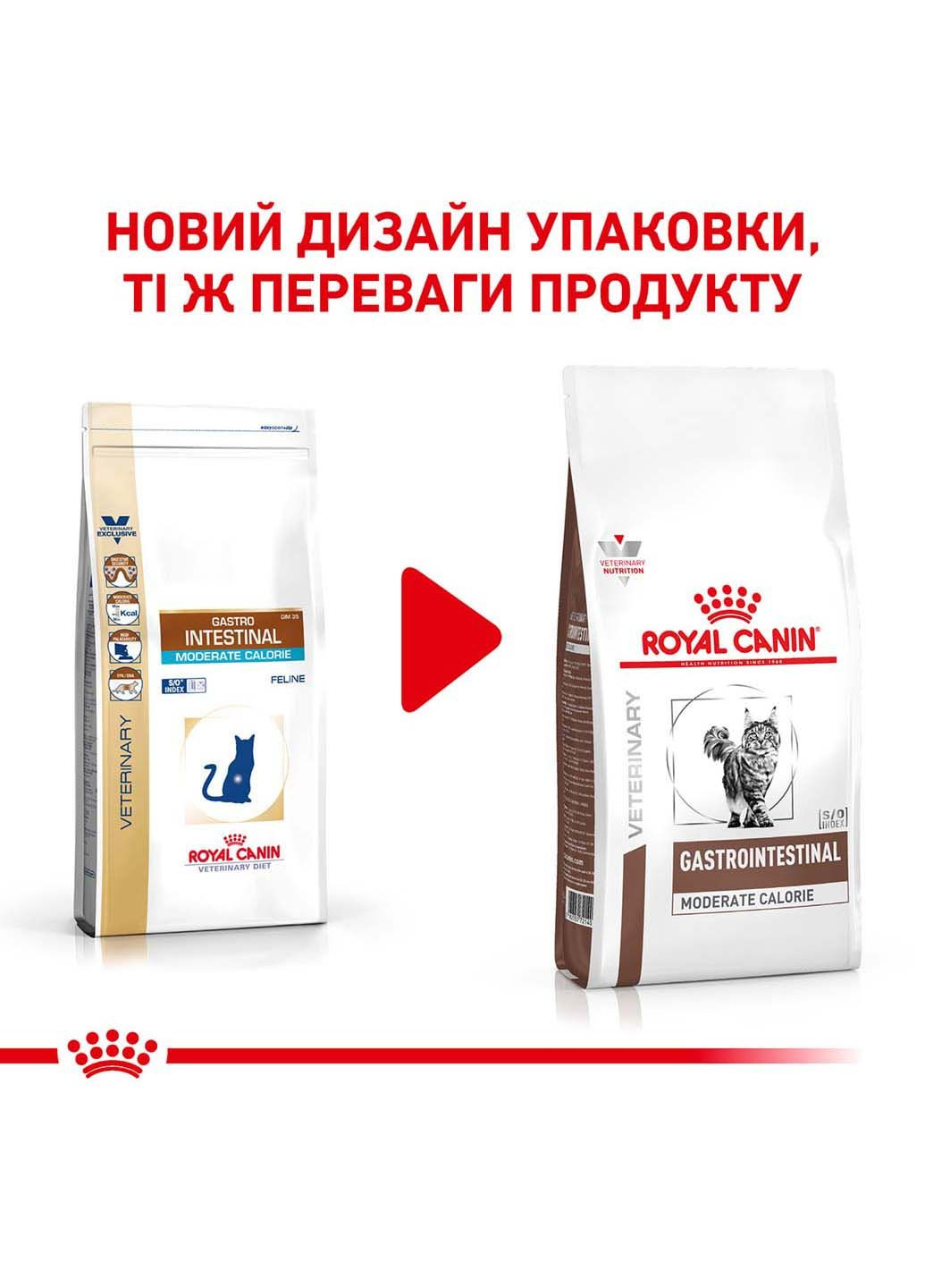Сухой корм для взрослых кошек Gastro Intestinal Moderate Calorie Cat 2 кг Royal Canin (286472597)