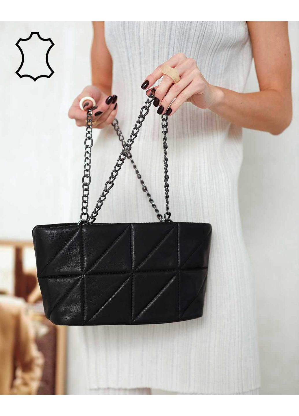 Шкіряна сумка жіноча чорна для повсякденного використання стильна сумка з натуральної шкіри ProDobro (367264652)