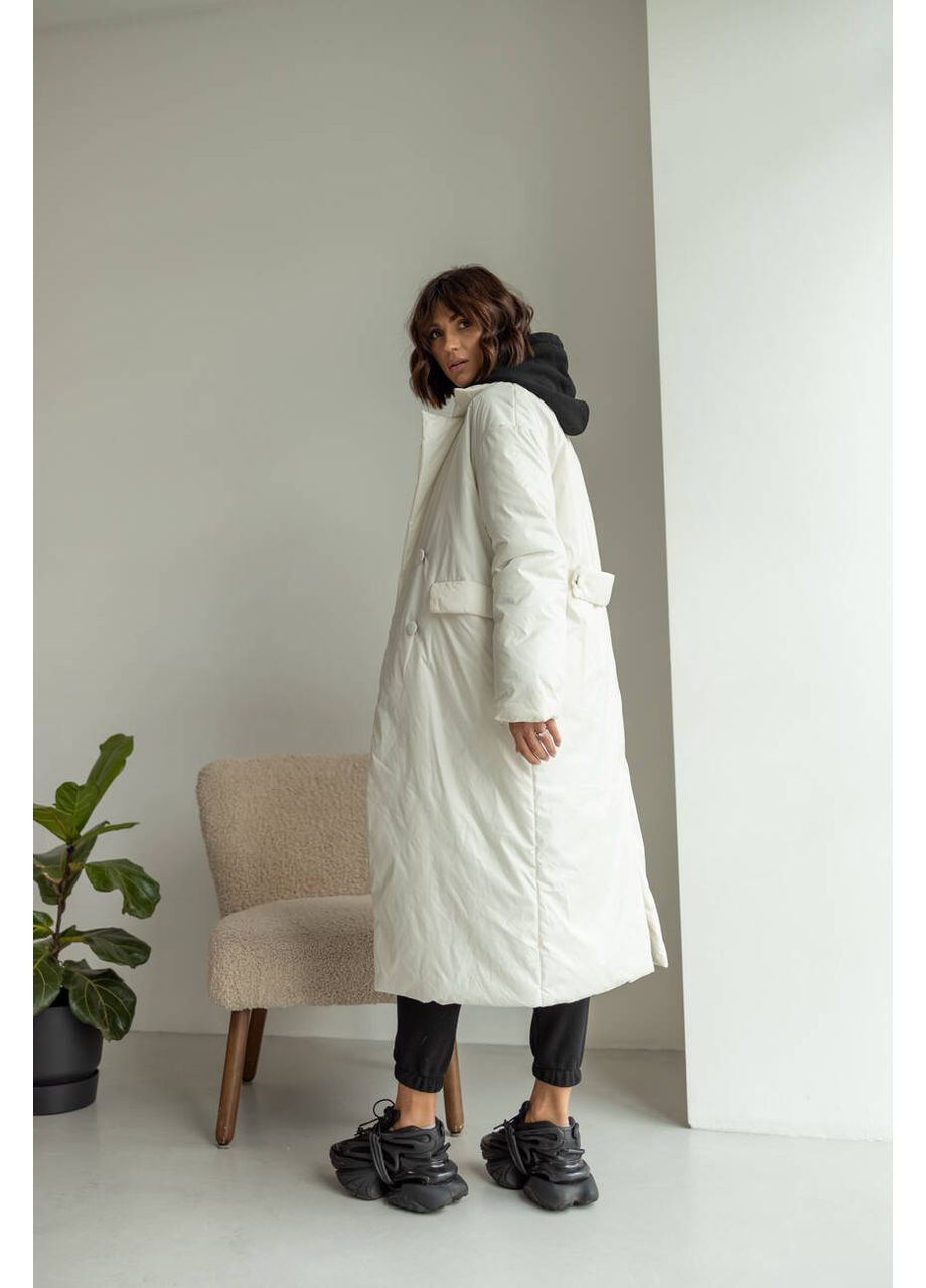 Молочне Пальто MONRO з плащової тканини молочного кольору milirud