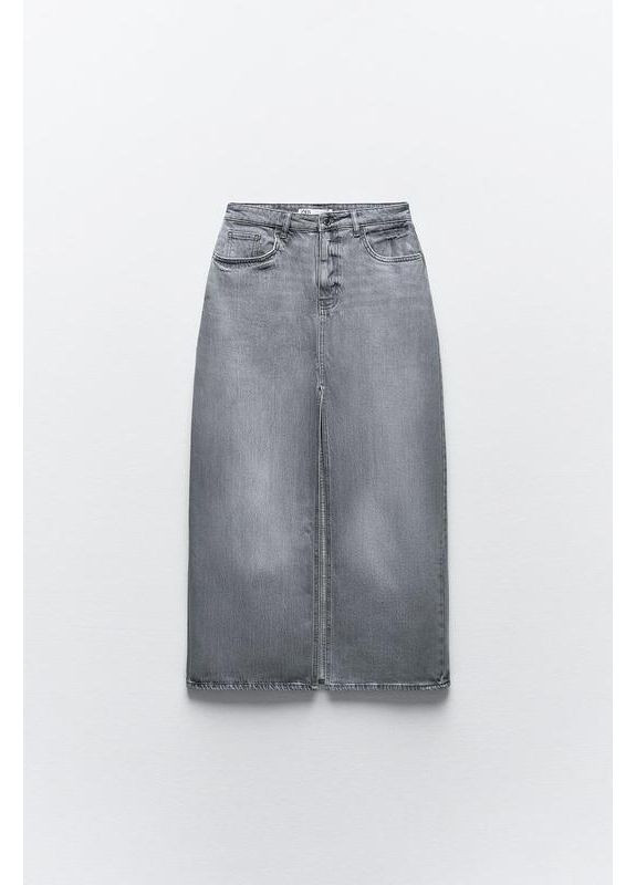 Джинсова спідниця z1975 міді з розрізом Zara (360895139)