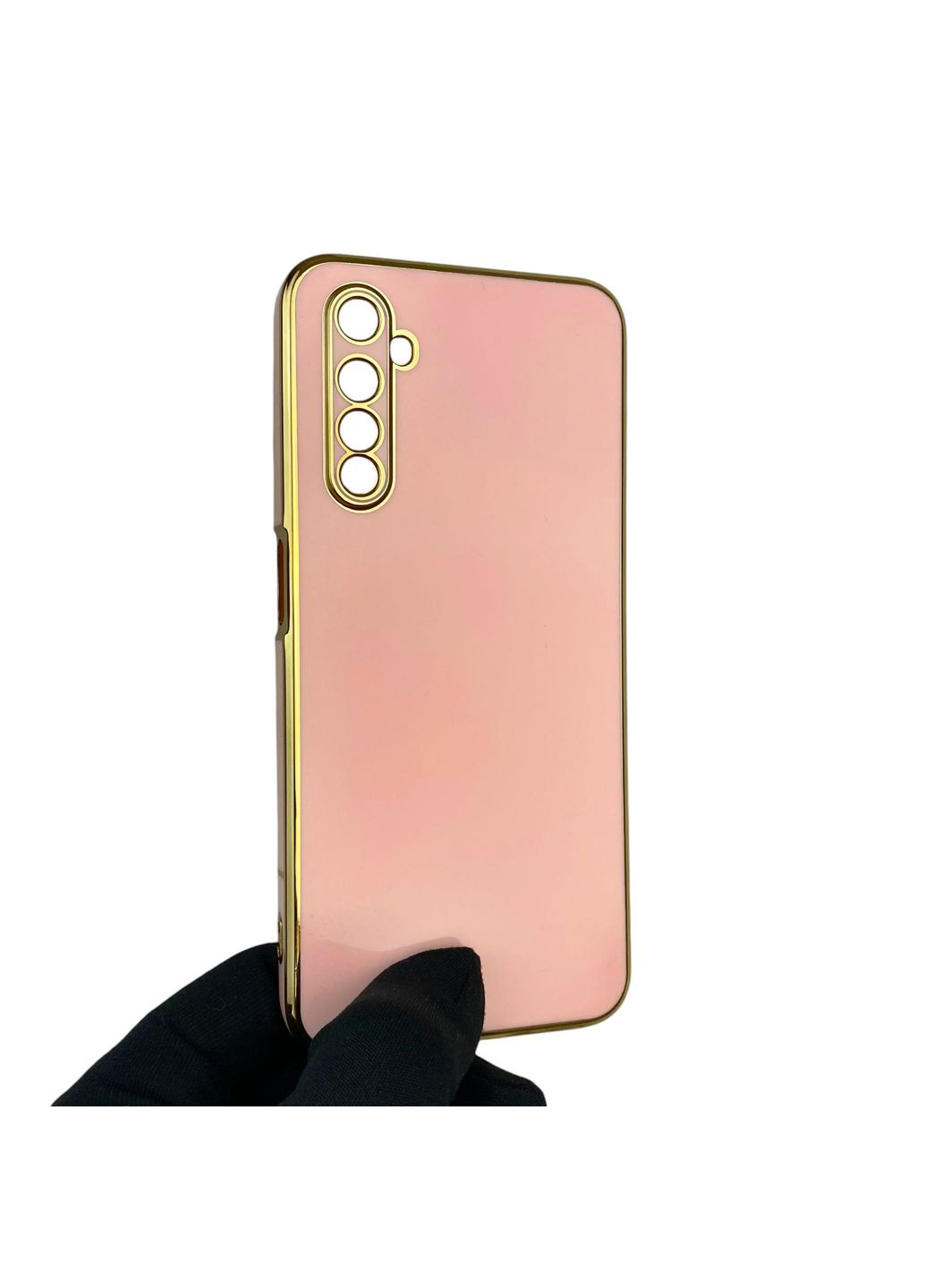 Чехол для 6 с защитой камеры с золотой окантовкой на реалми 6 пудровый gs1 Realme (366233827)