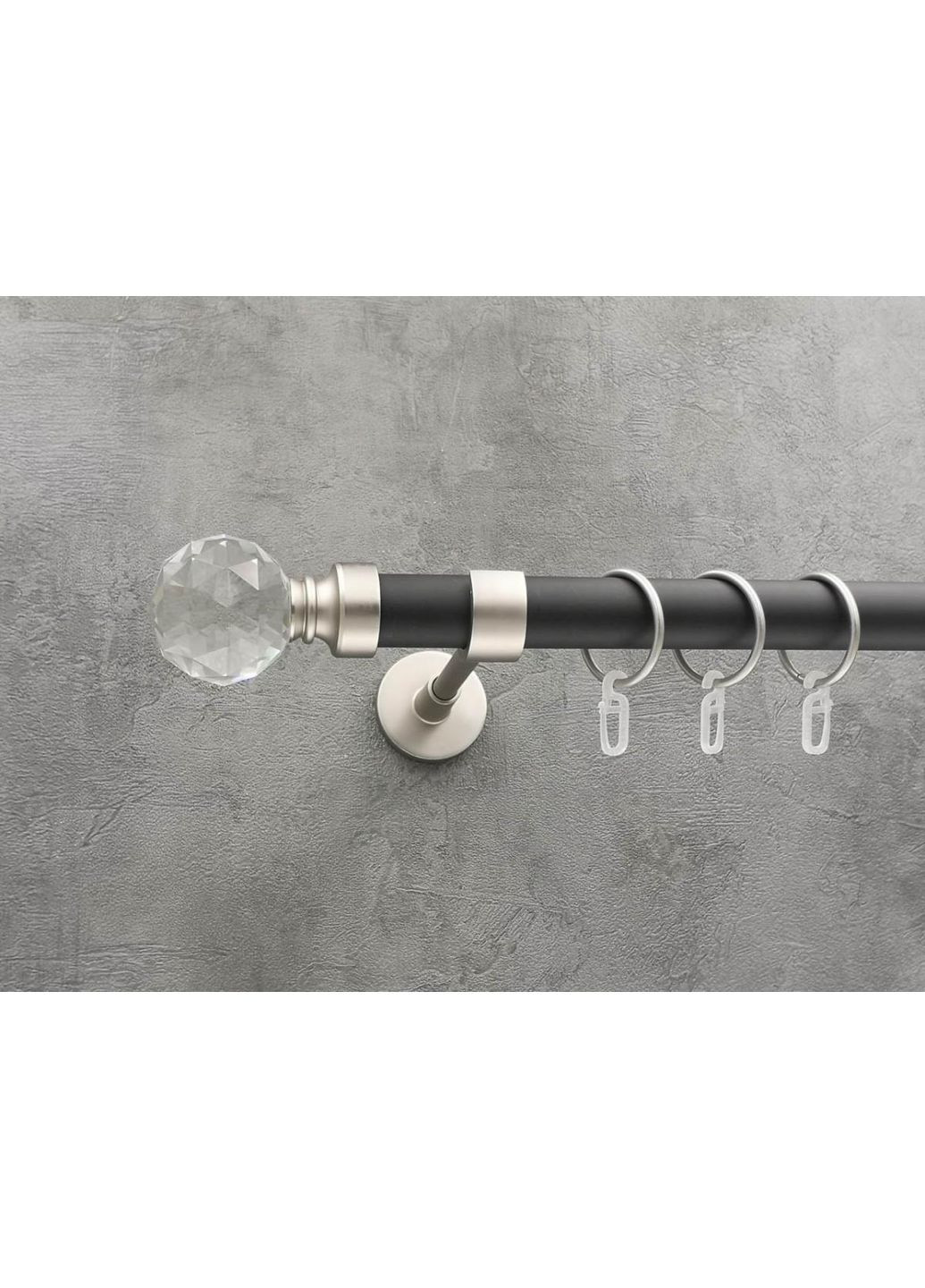 Карниз Люмієра гладка штанга одинарний модерн 25 мм 300 см Сатин/Чорний матовий Quadrum (352782743)