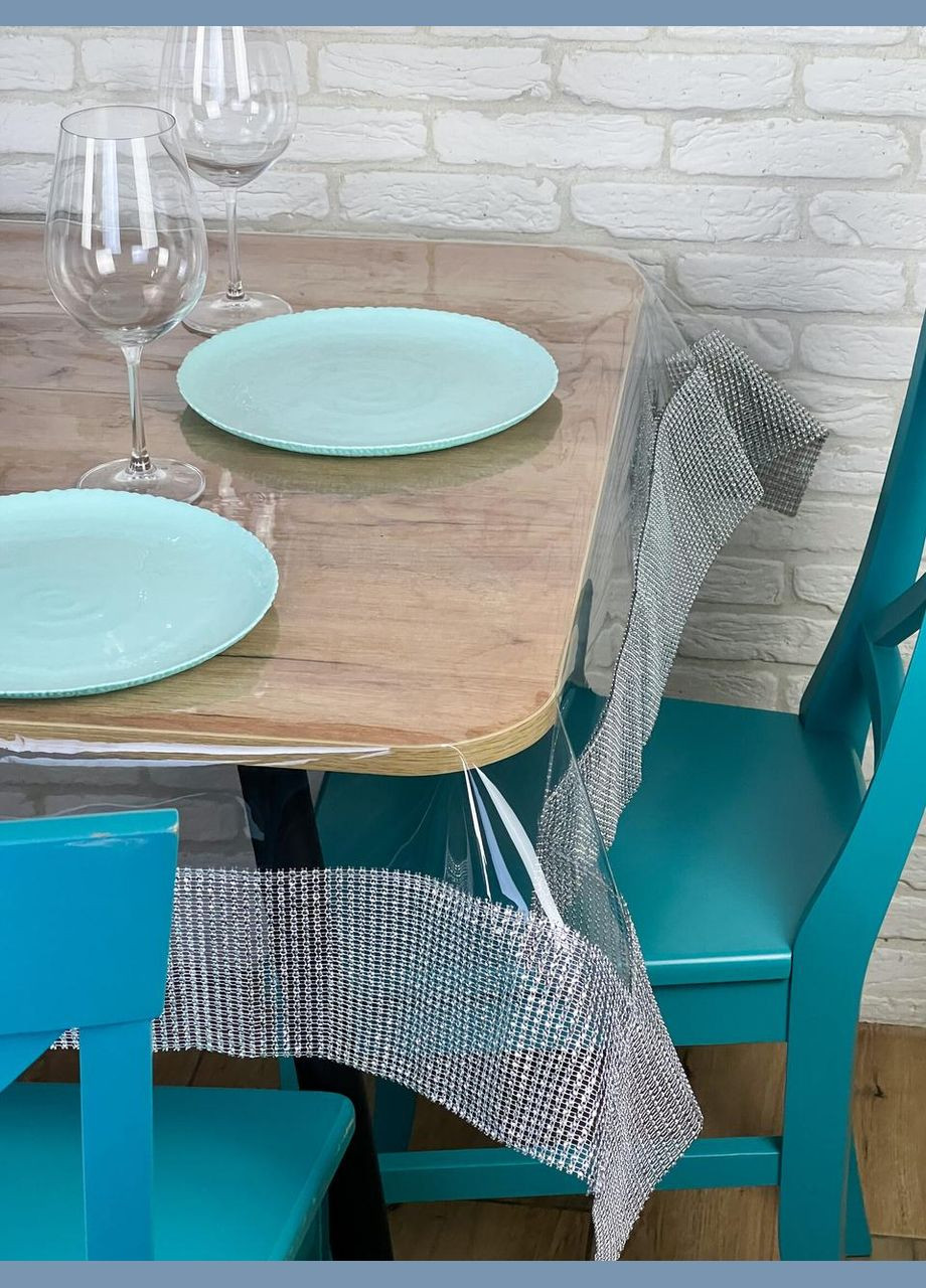 Силиконовая скатерть со Стразовой Серебряной лентой 250х100 см Royal House (314962777)