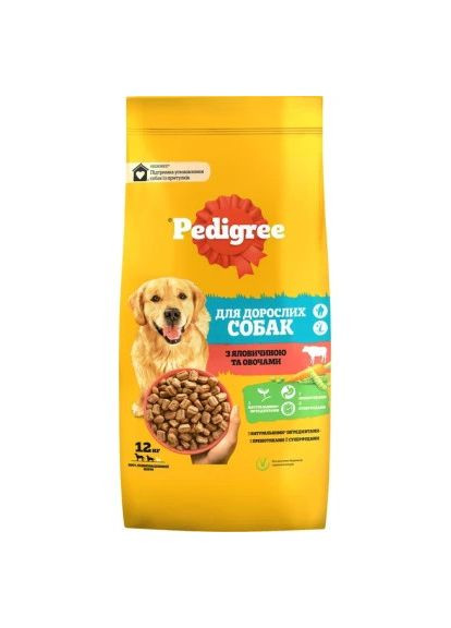 Сухой корм для собак с говядиной и овощами 12 кг (5998749145043) Pedigree з яловичиною та овочами 12 кг (370019788)