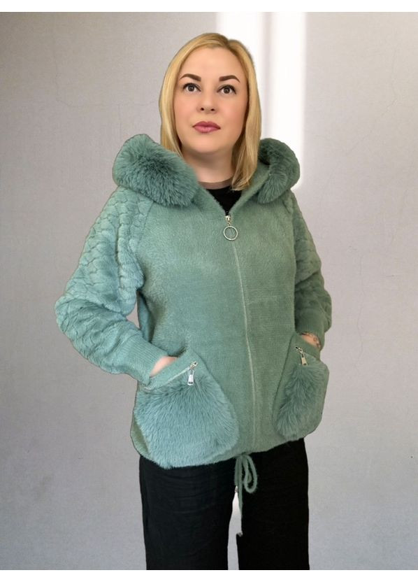 М'ятна жіноча куртка з вовни "альпака" Value Plus