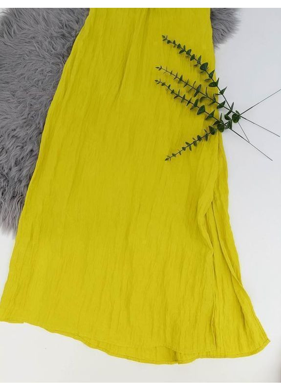 Желтое жатое платье с узлом Zara