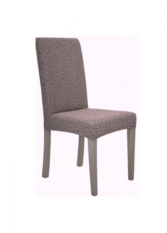 Жаккардовые чехлы на стулья без оборки (натяжные) набор 6-шт 405 Темно-Фиолетовый Venera (268547775)