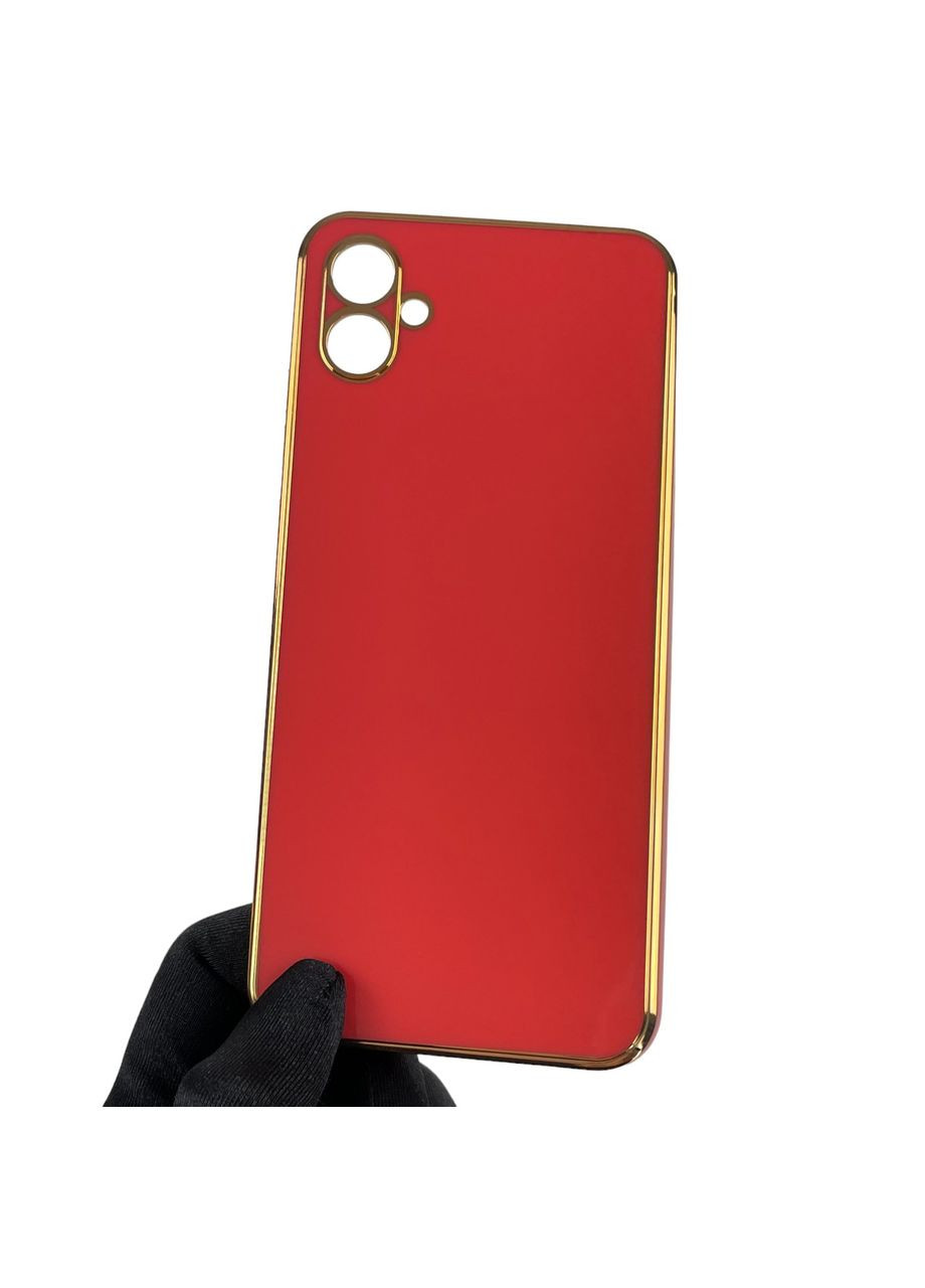 Чохол для Galaxy A04e SM-A042F глянсовий із золотою окантовкою із захистом камери на самсунг а04е червоний Samsung (366018900)