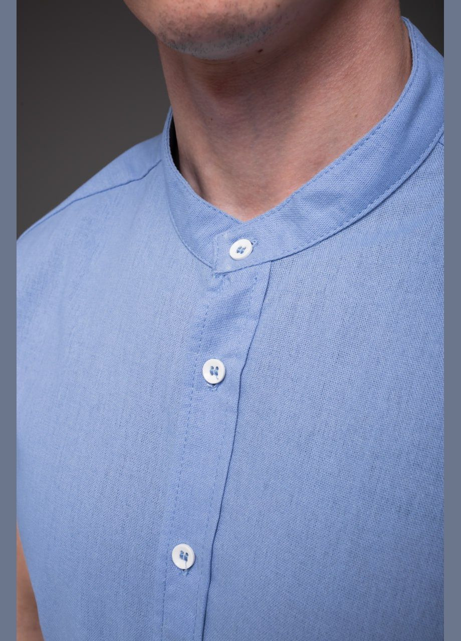 Голубой классическая, повседневный, кэжуал рубашка однотонная Vakko