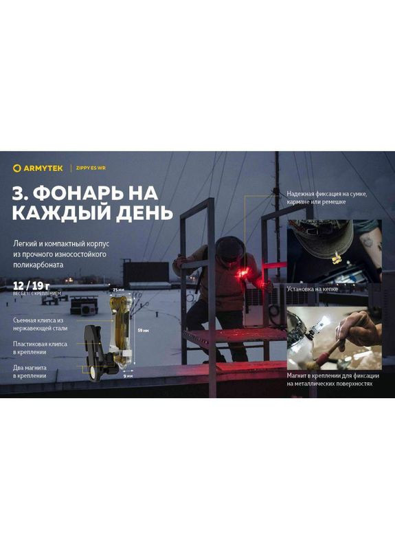 Ліхтар-брелок з налобним кріпленням Zippy WR Білий-Червоний ES розширений набір, зелений Armytek (305197761)