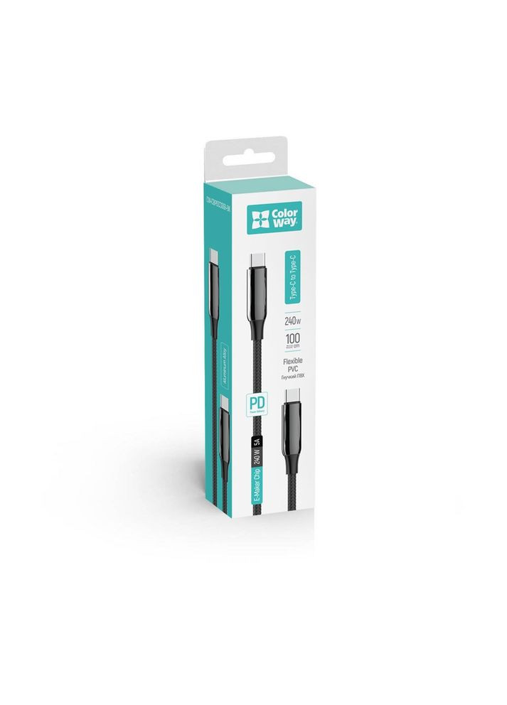 Кабель USB Type-C + USB Type-C (M/M), 5.0 А, 2 м, Black (CW-CBPDCC070-BK) Colorway (336957398)