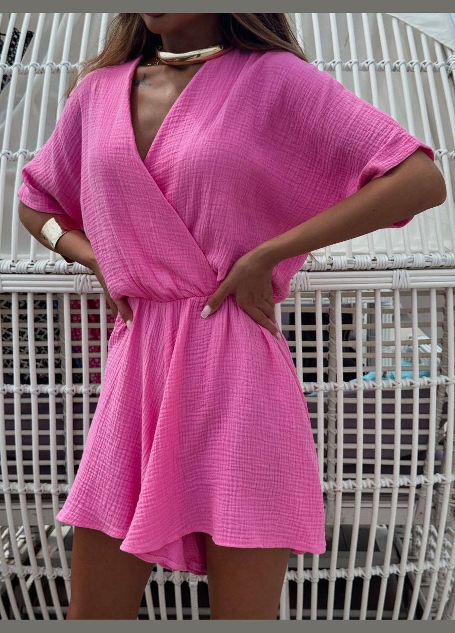 Жіночий комбінезон Asi.Store.ua комбінезон-шорти рожевий повсякденний, вечірній, кежуал, пляжний муслін