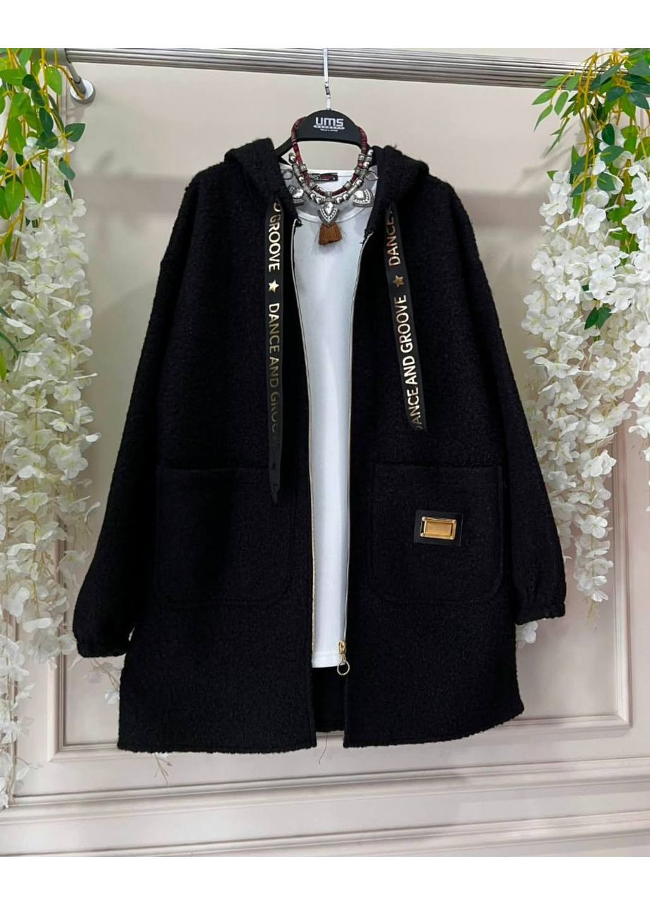 Чорне демісезонне Жіноче тепле тренч-пальто No Brand