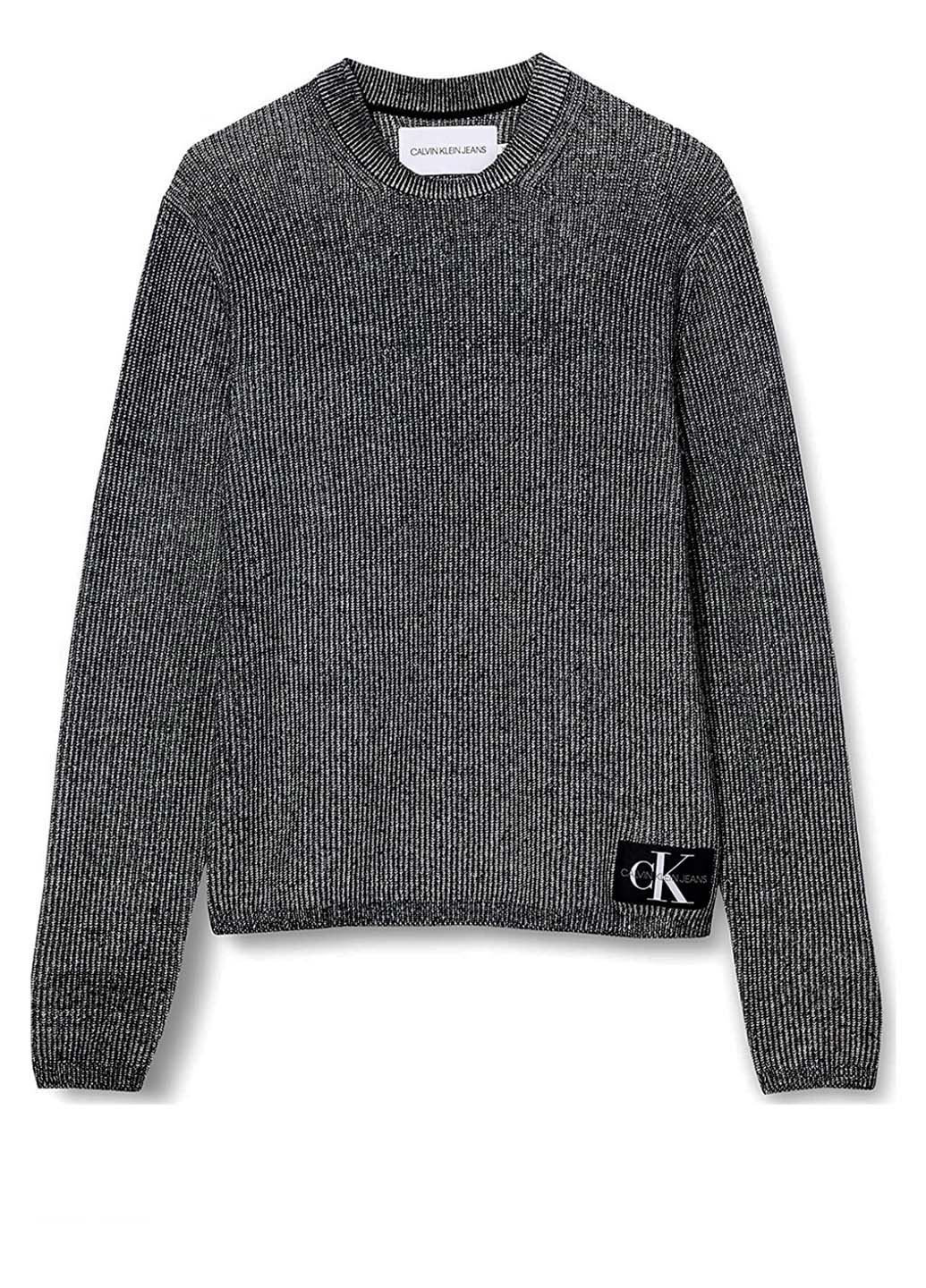 Серый зимний мужской вязаный свитер Calvin Klein Jeans