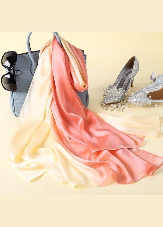 Шовковий шарф-палантин Градієнт рожево-кремовий No Brand (327419573)