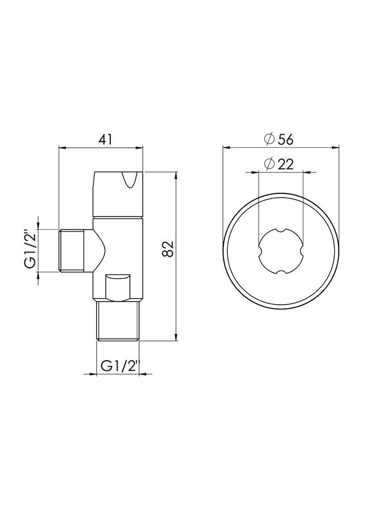 Кран угловой Standart (ручка круглая) с керам.буксой 1/2"С х 1/2"С Thermo Alliance SF342W1515 (337514986)
