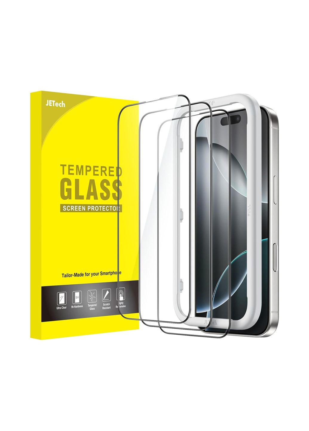 Захисне скло для iPhone 16 Pro 3 шт + рамка для легкої установки комбінований JeTech (361440609)