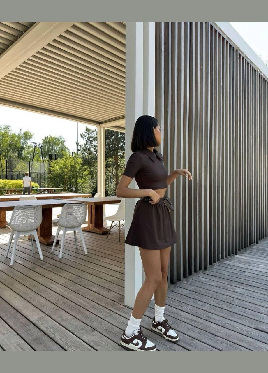 Женский костюм-двойка из вискозы с воротником S-M, M-L Белый No Brand (351903816)