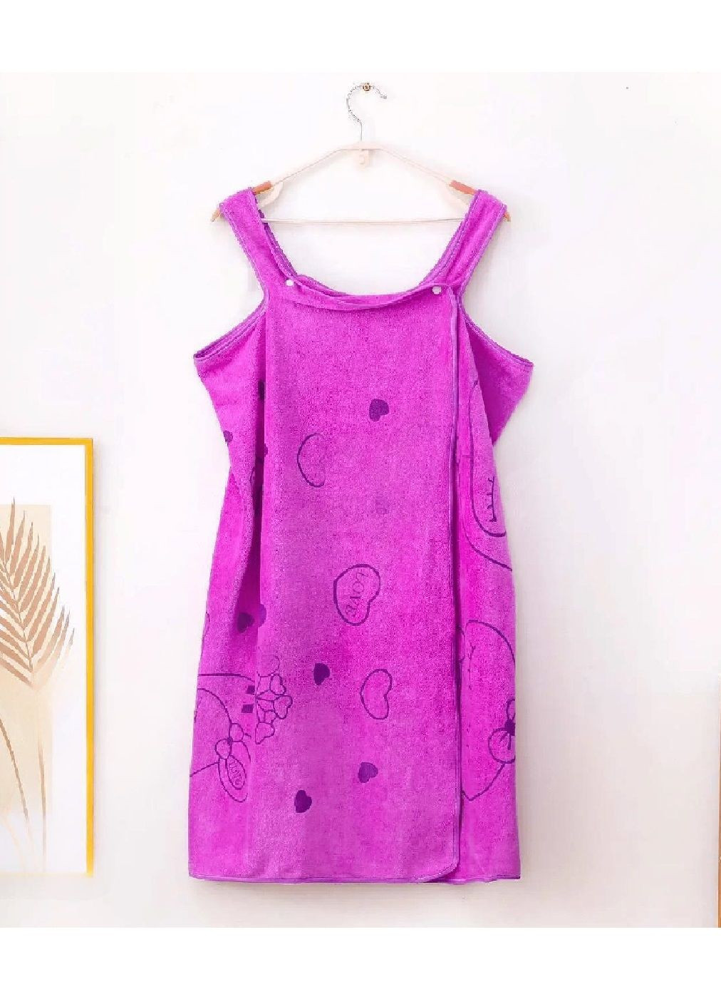 Жіночий рушник халат метелик мікрофібра для ванни лазні басейну пляжу сауни 135х80 см (479029-Prob) Фіолетовий Unbranded сердечка бузковий