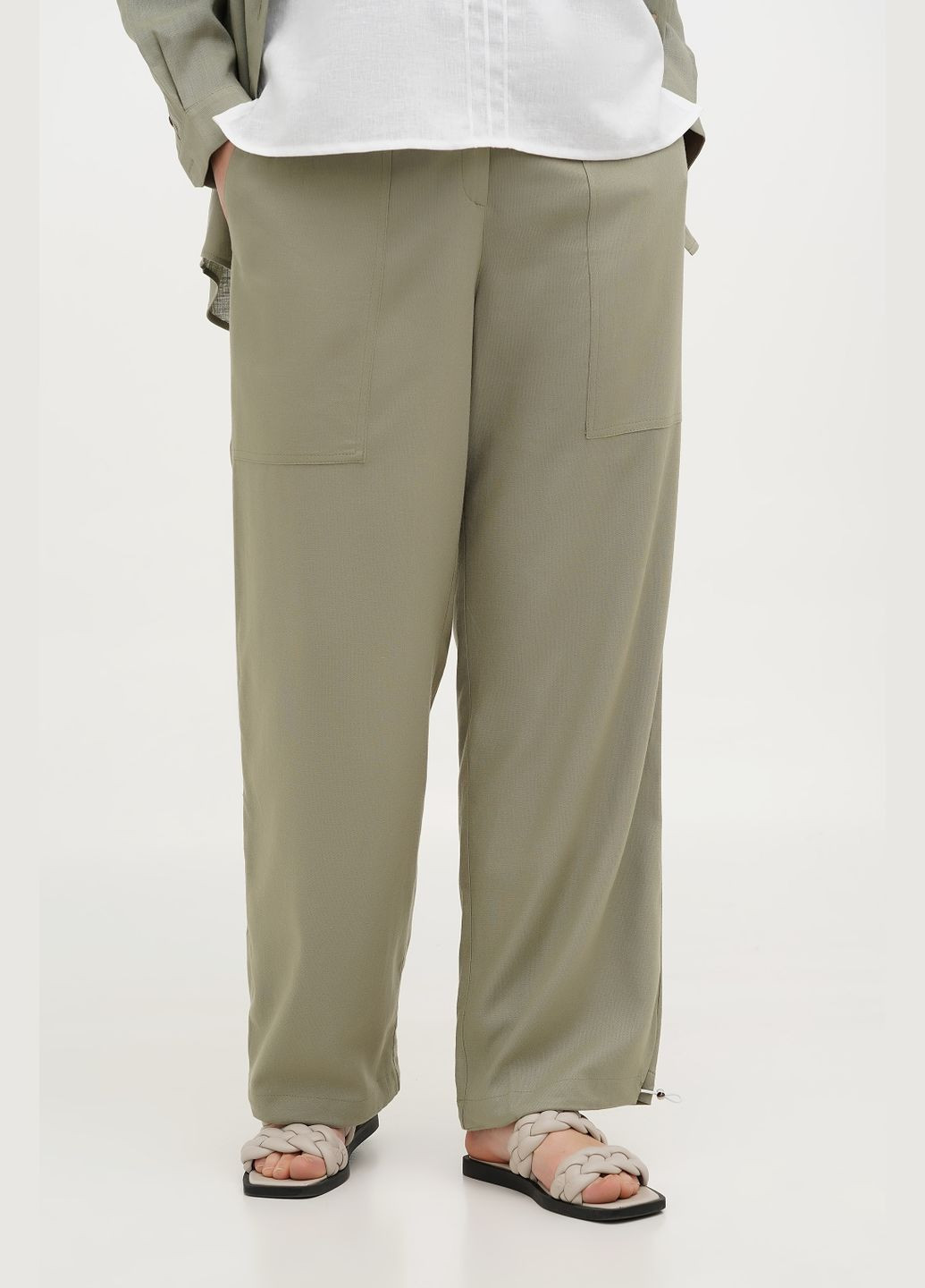 Штани жіночі з напів льону на блискавці та резинці Степ, з кишенями., р., код 8430/58/1122 ГАЛЕРЕЯ ЛЬОНУ (333164482)