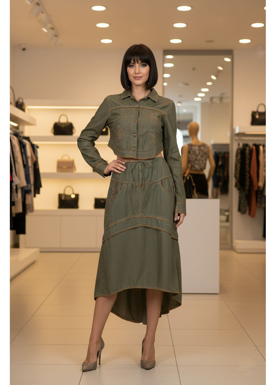 Женский летний костюм двойка Италия BO-12 Оливковый Bande Originale (363261546)