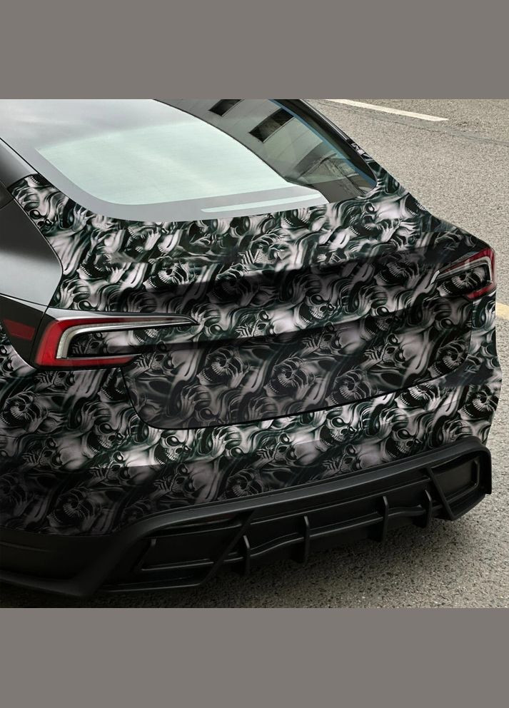 Автомобильная виниловая пленка Череп для авто и мото 10×150 см Black Skull Design No Brand (350202690)