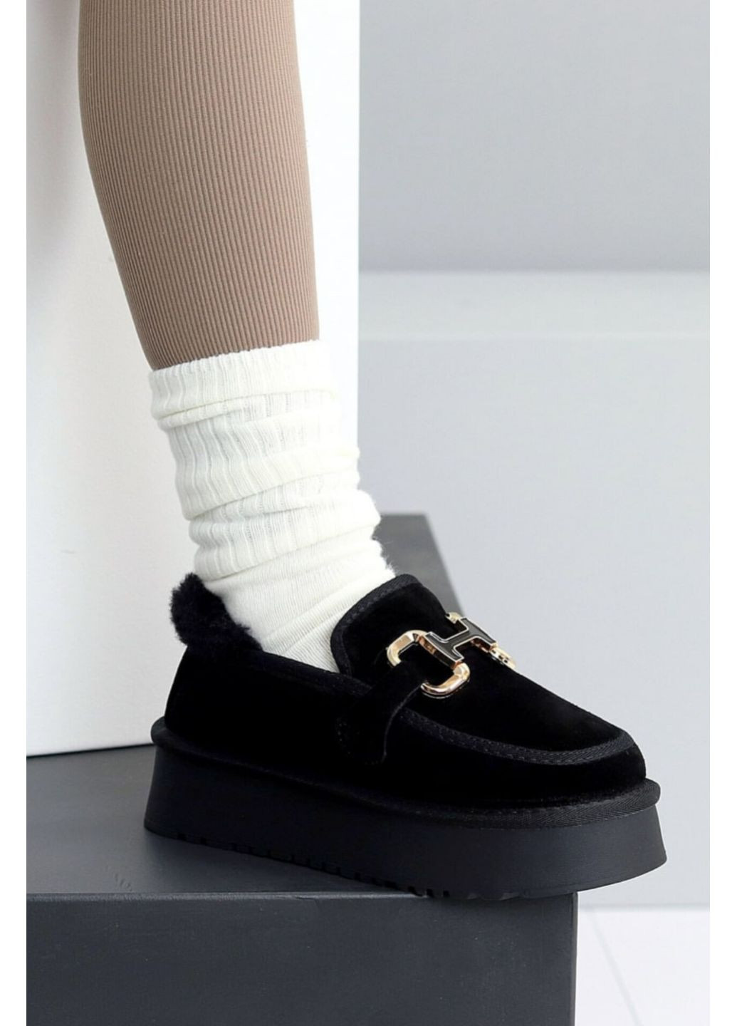 Жіночі уггі чорні з натуральної замші на платформі Seven Уггі (361055526)