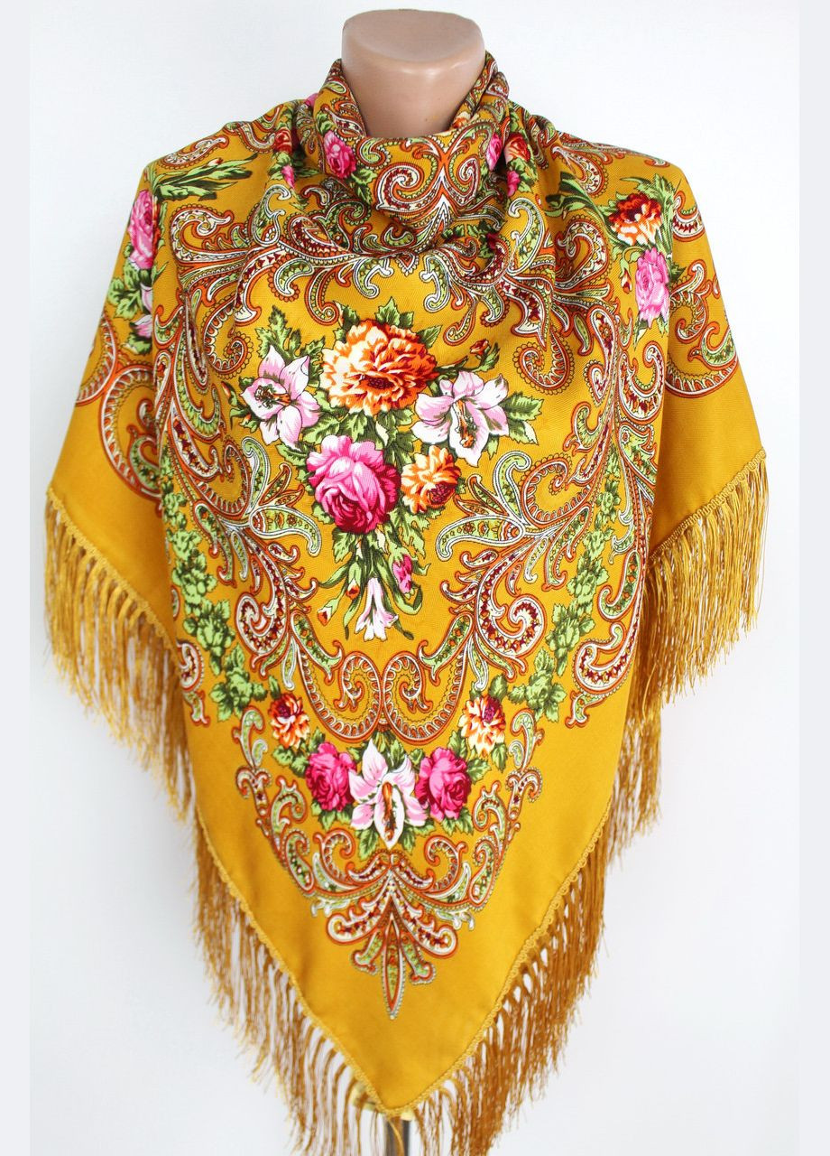 Хустка народна "Букет лілій" Жовта 611013 Husta (322502106)