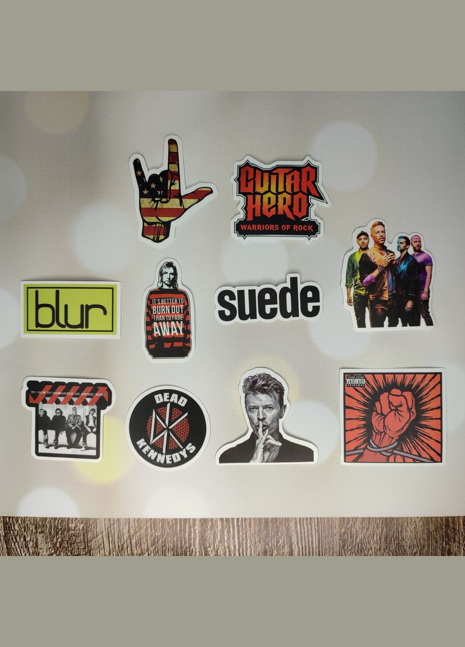 Наклейки, стикеры "Рок - музыка, рок - группы". Набор из 10 шт SureGeek (322243859)